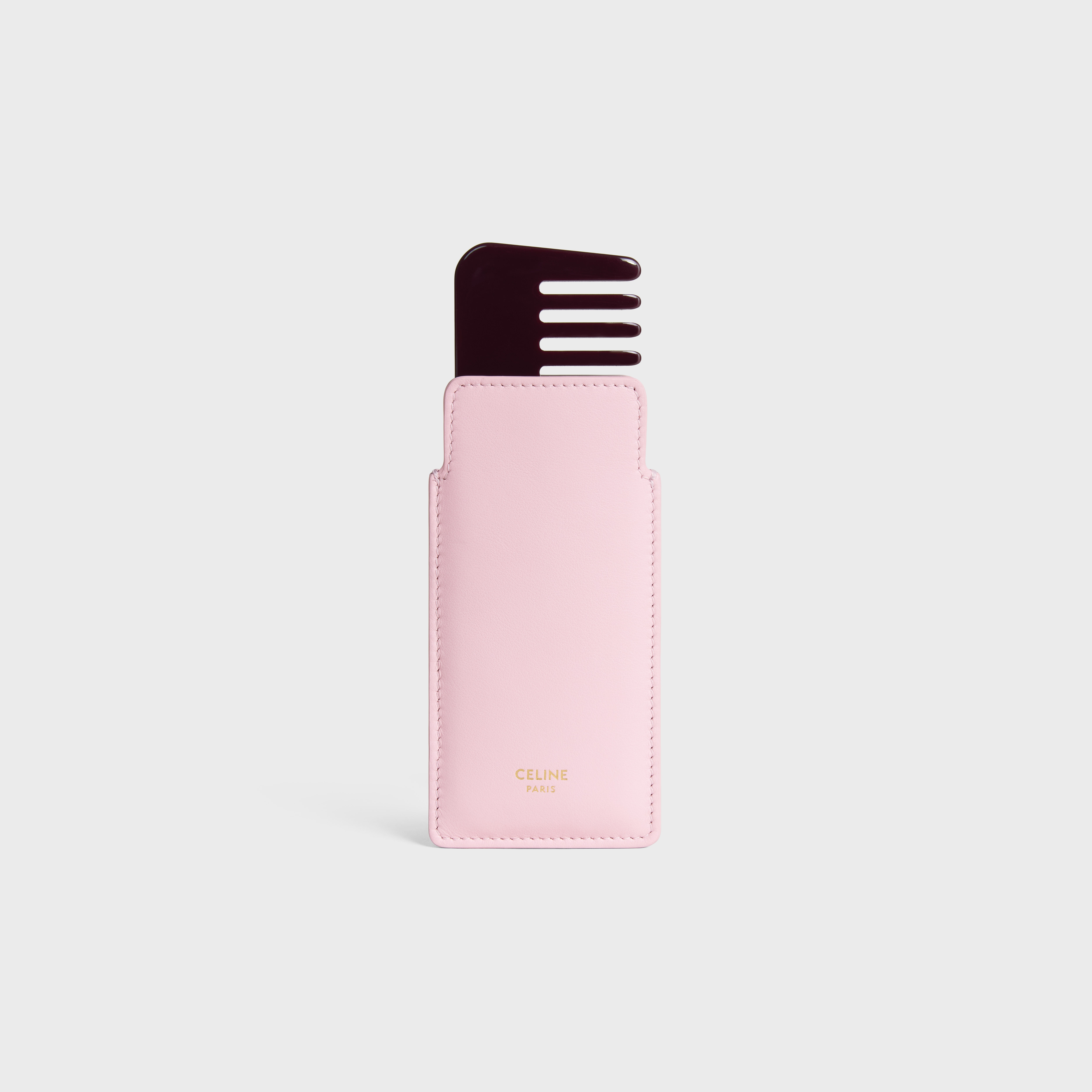 CELINE ベージュ ヘアコーム 収納袋付き ケース付きスモール ヘアコーム / スムースカーフスキン - ダーティ